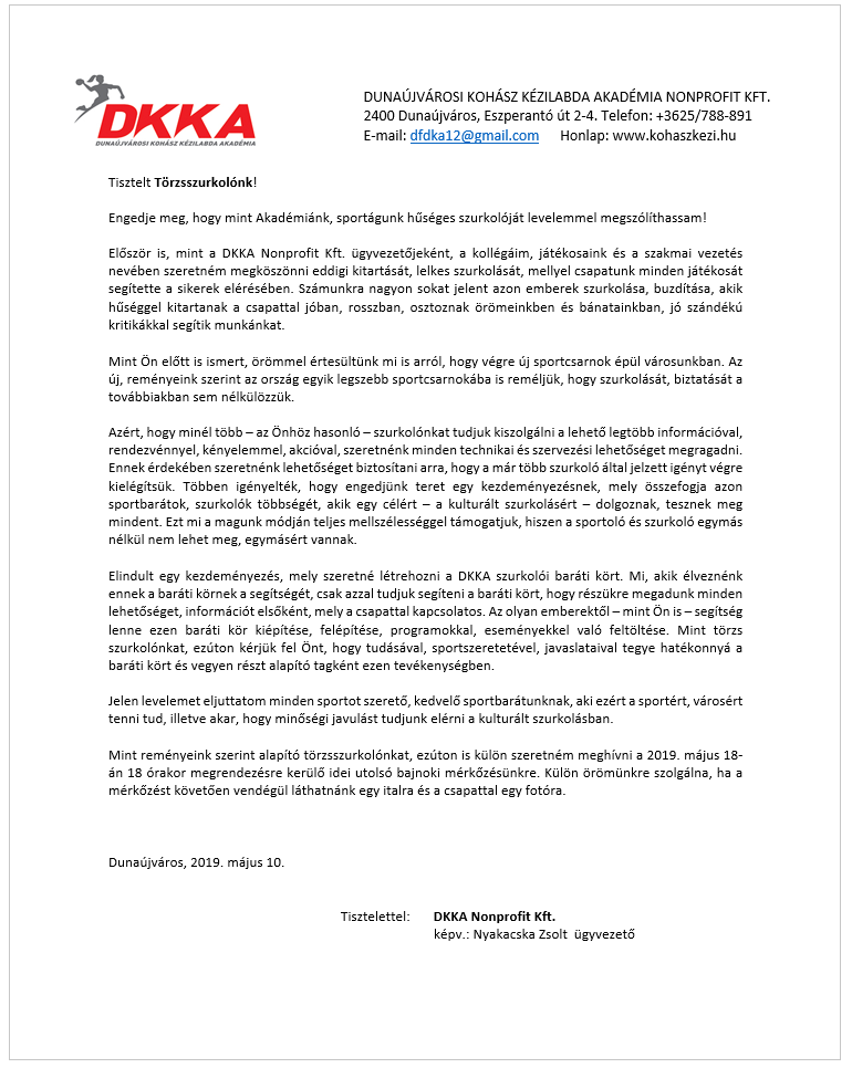 Szurkolói felhívás 